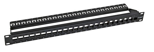EFB Patch Panel Keystone για Rack 1U 24 Θυρών Μαύρο