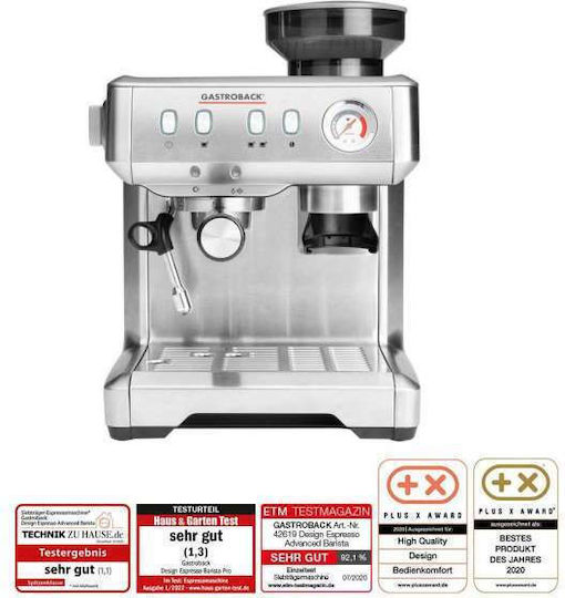 Αυτόματη Μηχανή Espresso 1600W Πίεσης 15bar με Μύλο Άλεσης Ασημί 42619