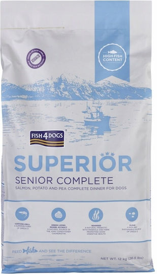 Fish4Dogs 12kg Dry Food Gluten-Free for Senior Neutered Dogs with Salmon