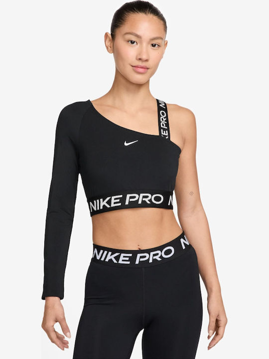 Nike Pro Damen Sport Crop Top Langarm Dri-Fit Black FV8100-010