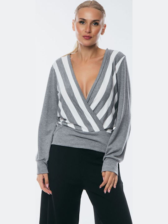 Boutique Дамска Риза с райета сив