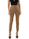 Pants Women My T Wearables Women's High-waisted Capri Chino Trousers Slim Fit Camel