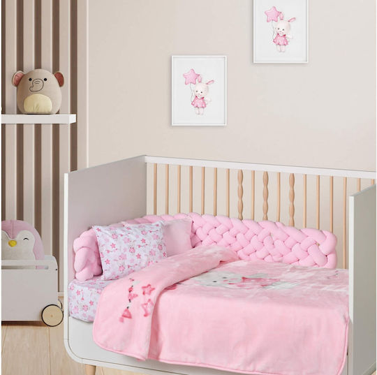 Das Home Одеяло Детско легло Велур Розов с Животно 110x140см.