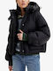 Women's Short Puffer Jacket for Winter Caviar