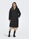 Montana Women's Long Puffer Jacket for Winter with Hood Black
