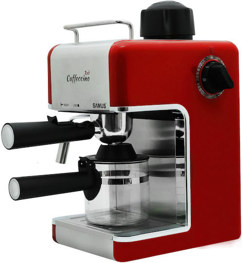 Samus Caffeccino Μηχανή Espresso 800W Πίεσης 3.5bar Κόκκινη