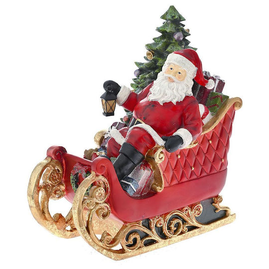 Illuminated Santa Claus Battery in Sleigh Red 35x34x19cm
