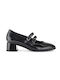 Leder Pumps mit Riemchen Schwarz