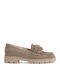 Leather Women's Moccasins in Beige Color