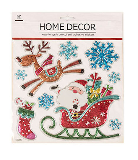 Fun World Χριστουγεννιάτικα Aufkleber für das Fenster 5711 25x25cm. (Μiverse Designs) Weihnachtsmann im Schlitten
