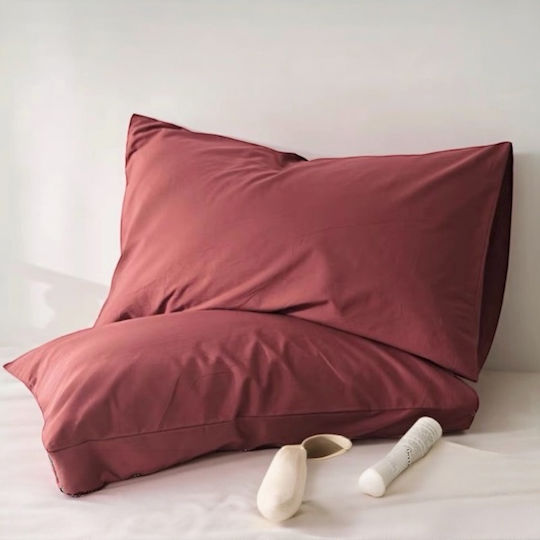 SpitiBazaar Σετ Μαξιλαροθήκες Κόκκινο 52x72εκ.