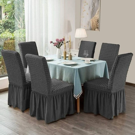 SpitiBazaar Elastische Abdeckung Für Stuhl Dunkelgrau 6Stück