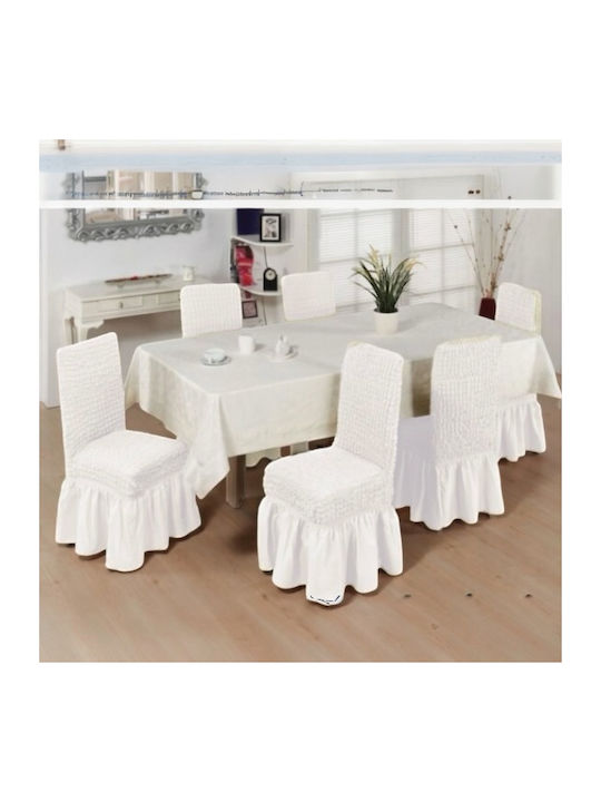 SpitiBazaar Elastic Cover for Chair White 6pcs SB-42299