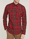 Marine Long Sleeve Slim Fit Checked Shirt Dry Red