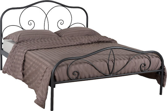 Rallia Pat Semidublu Tapitat cu Material Negru Potrivit pentru Saltea 120x200cm