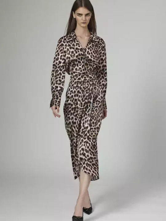 Ψηλόμεση Midi Φούστα Φάκελος Λεοπάρ Animal Print