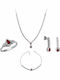 Set mit Halskette , Ohrringe & Ring aus Silber mit Steinen