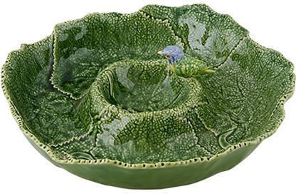 Bordallo Pinheiro Dip Serving Bowl Round Ceramic Green