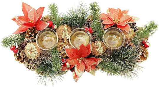 XMASfest Χριστουγεννιάτικο Κεραμικό Κηροπήγιο Κόκκινο