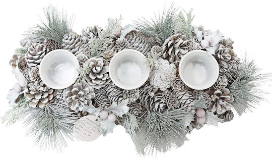 XMASfest Χριστουγεννιάτικο Κεραμικό Κηροπήγιο Λευκό