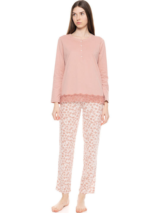 Pink Label Winter Damen Pyjama-Set Pink