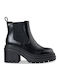 Leder Damen Chelsea Stiefeletten mit hohem Absatz Schwarz