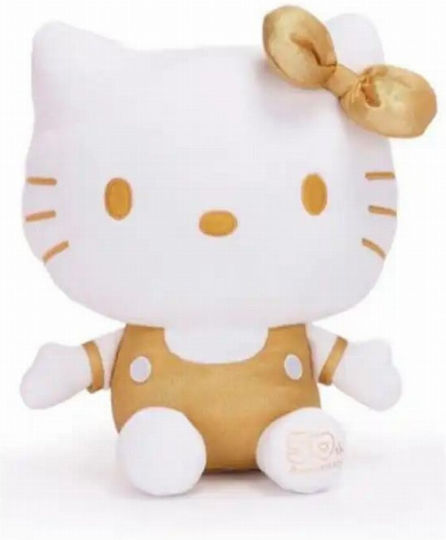 Hello Kitty Επετειακή 50th Anniversary Χρυσή Φόρμα Λούτρινο 25cm