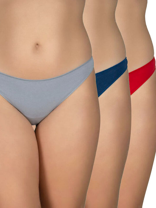 Damen Zeichenfolge 3Pack Nahtlos blue-red-grey