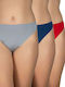 Hohe Taille Damen Zeichenfolge 3Pack Nahtlos blue-red-grey