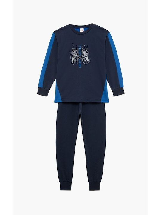 Minerva Kinder Schlafanzug Winterlich Blue Mari...