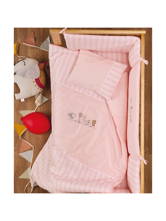 Kentia Σετ Βρεφικά Σεντόνια Κούνιας Βαμβακερά Marenia Pink Ροζ 120x160εκ. 3τμχ