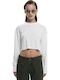 Γυναικείο Crop Top Βαμβακερό Μακρυμάνικο Λευκό