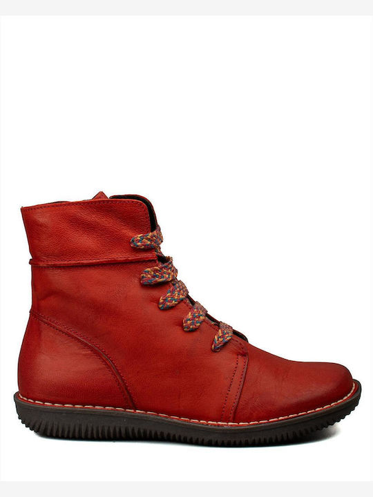 Chacal Leather Women's Ankle Boots Red