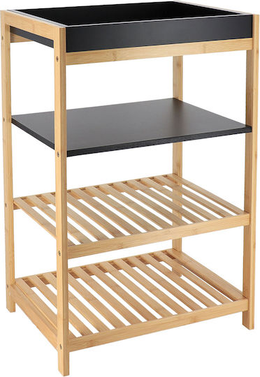 Atmosphera Wall Mounted Bathroom Shelf Bamboo with 4 Shelves 43x33x70cm Black