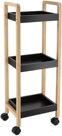 Atmosphera Wall Mounted Bathroom Shelf Bamboo 28.5x21x79cm