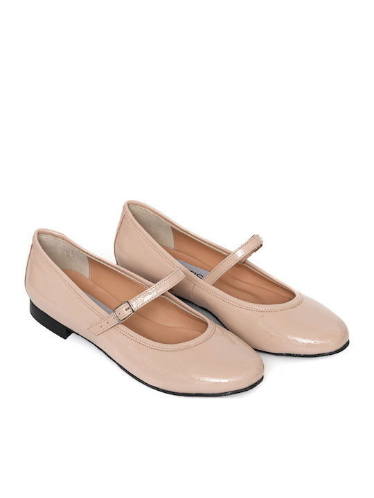 Anatomic Patent Leather Ballerinas Beige