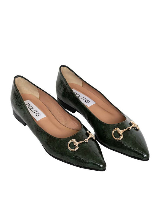 Anatomic Patent Leather Pointy Ballerinas Green