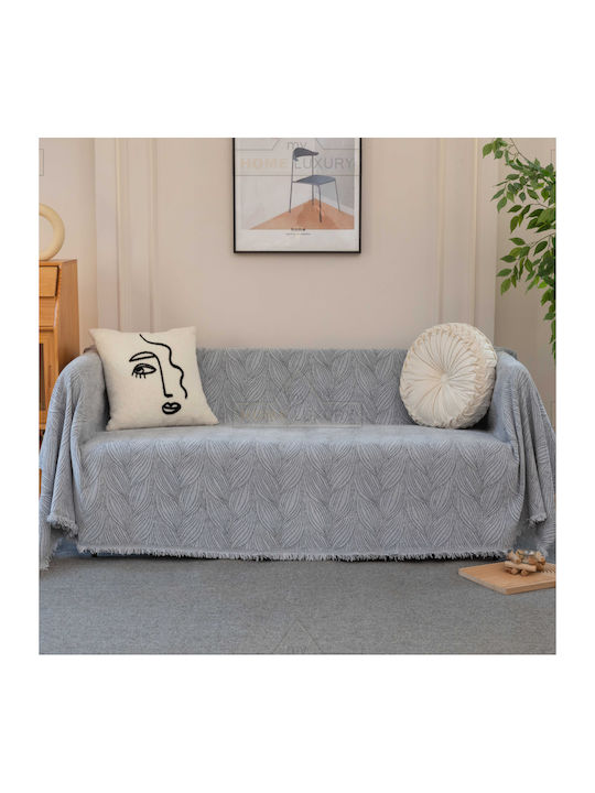 My Home Luxury Pommard Four-Seater Sofa Throw Jacquard 180x320cm Gray C1