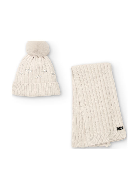 Kinder Mütze Set Gestrickt Beige