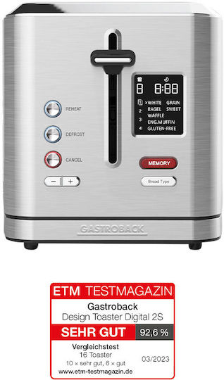 Gastroback Digital 2S Φρυγανιέρα 2 Θέσεων 950W Inox