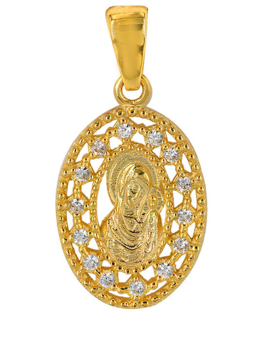 Tasoulis Jewellery Collection Μενταγιόν Παιδικό Φυλαχτό με την Παναγία από Χρυσό 14K 4545-1KON