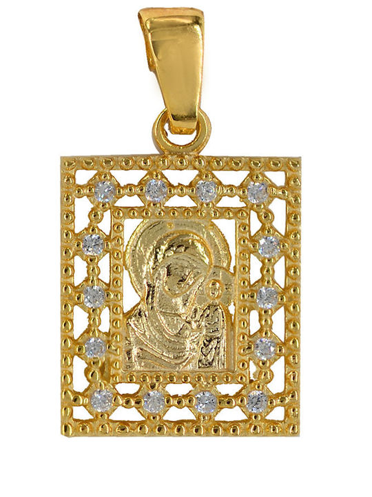 Tasoulis Jewellery Collection Charm Φυλαχτό Παναγία από Χρυσό 9Κ