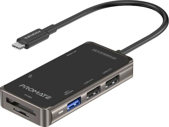 Promate PrimeHub-Lite USB-C Docking Station with HDMI 4K PD Gray
