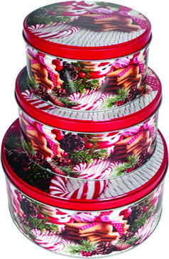 Set of 3 Tin Round Storage Boxes 00001885
