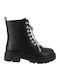 Lederne Kinderstiefel mit Schnürsenkeln Schwarz