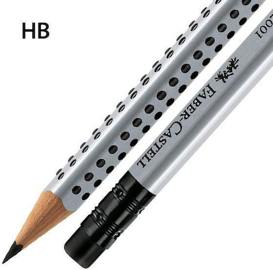 Faber-Castell Pencil HB Set with Eraser Silver