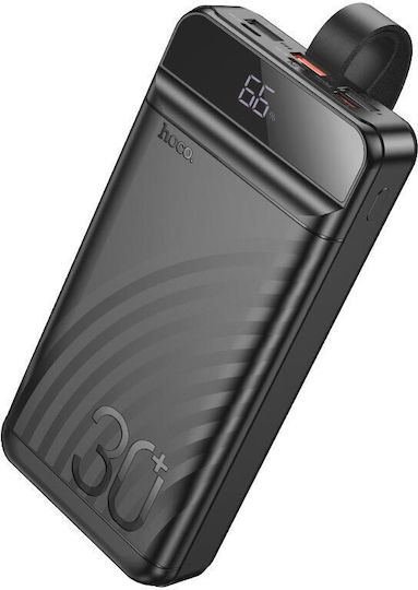 Hoco J123B Соларна Външна Батерия 30000mAh 20W с 3 USB-A Изходни Порта и USB-C Изходен Порт Захранване с Висока Мощност Бързо Зареждане Черна
