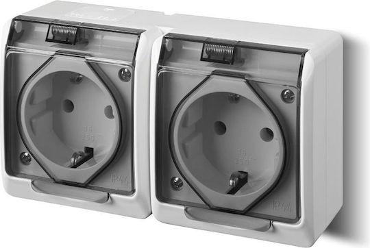 Elektro-plast Hermes Hermetic Power Socket Schuko U Smoke Flap 16a Ip44 White 0325-01