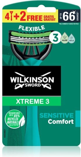 Wilkinson Sword Xtreme 3 Ξυραφάκι με Ανταλλακτικές Κεφαλές 3 Λεπίδων & Λιπαντική Ταινία για Ευαίσθητες Επιδερμίδες 6τμχ