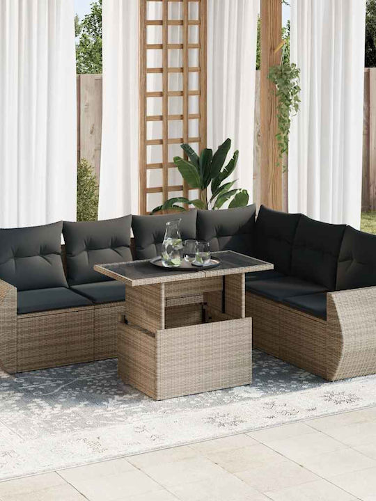 Garden & Outdoor Furniture Set 7 Pieces Gray wi...
